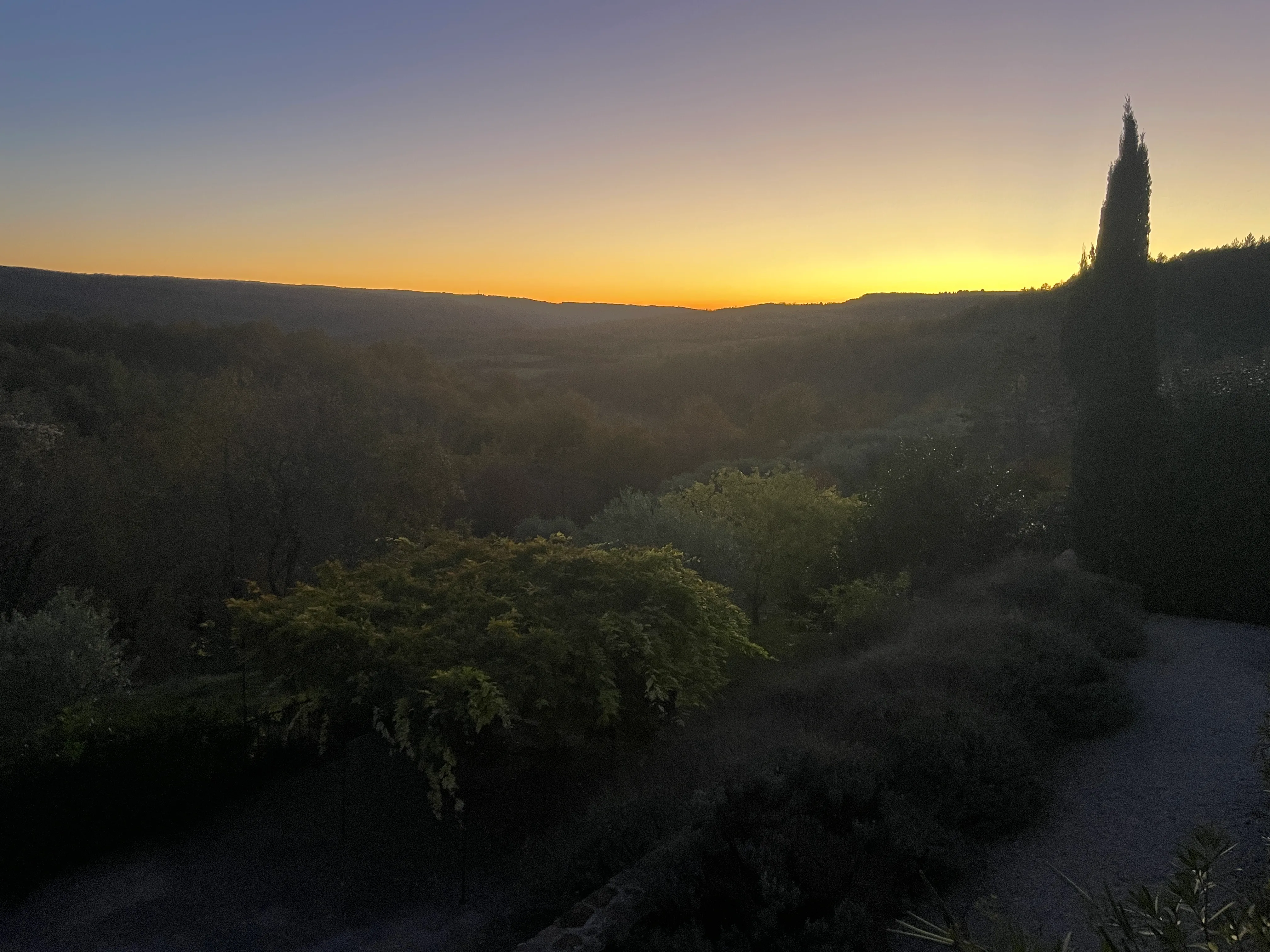 Glowing evening sky just after sunset over Istria