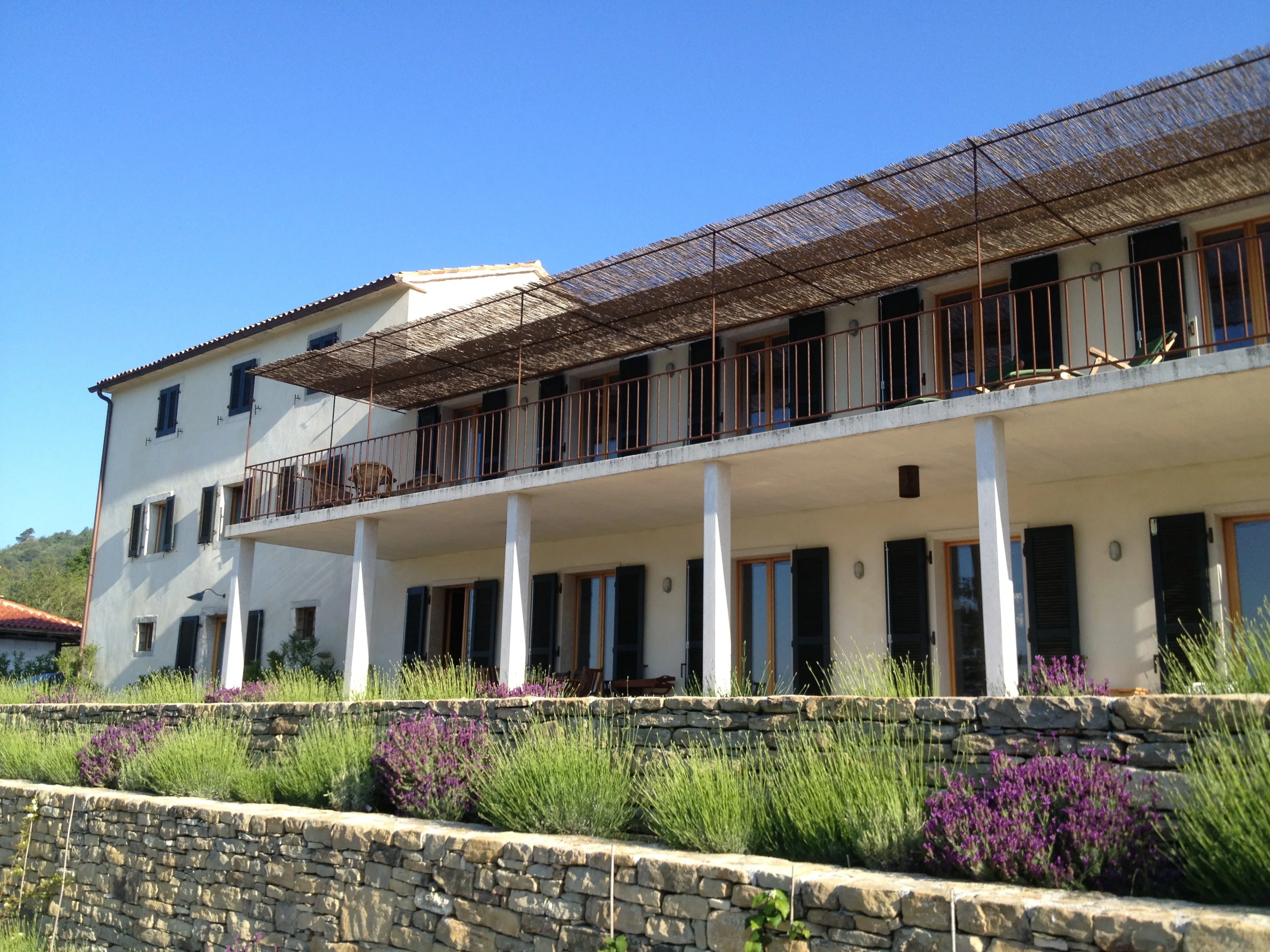 Garden terrace looking towards the stone house