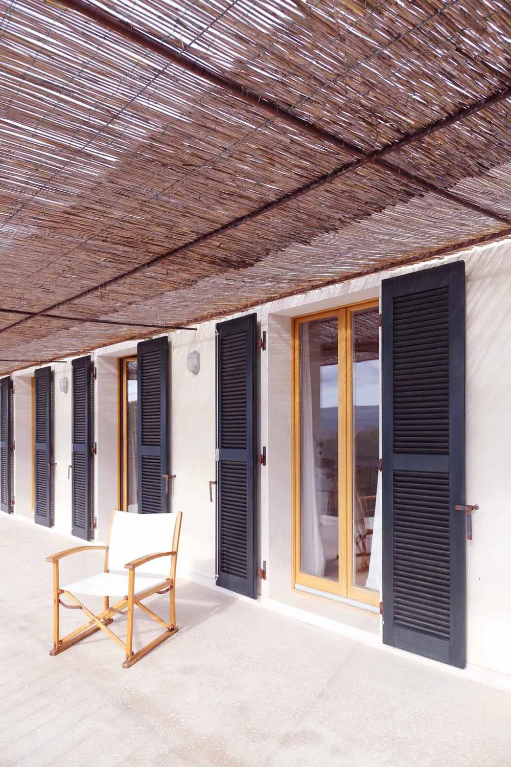 Reed terrace with garden beyond