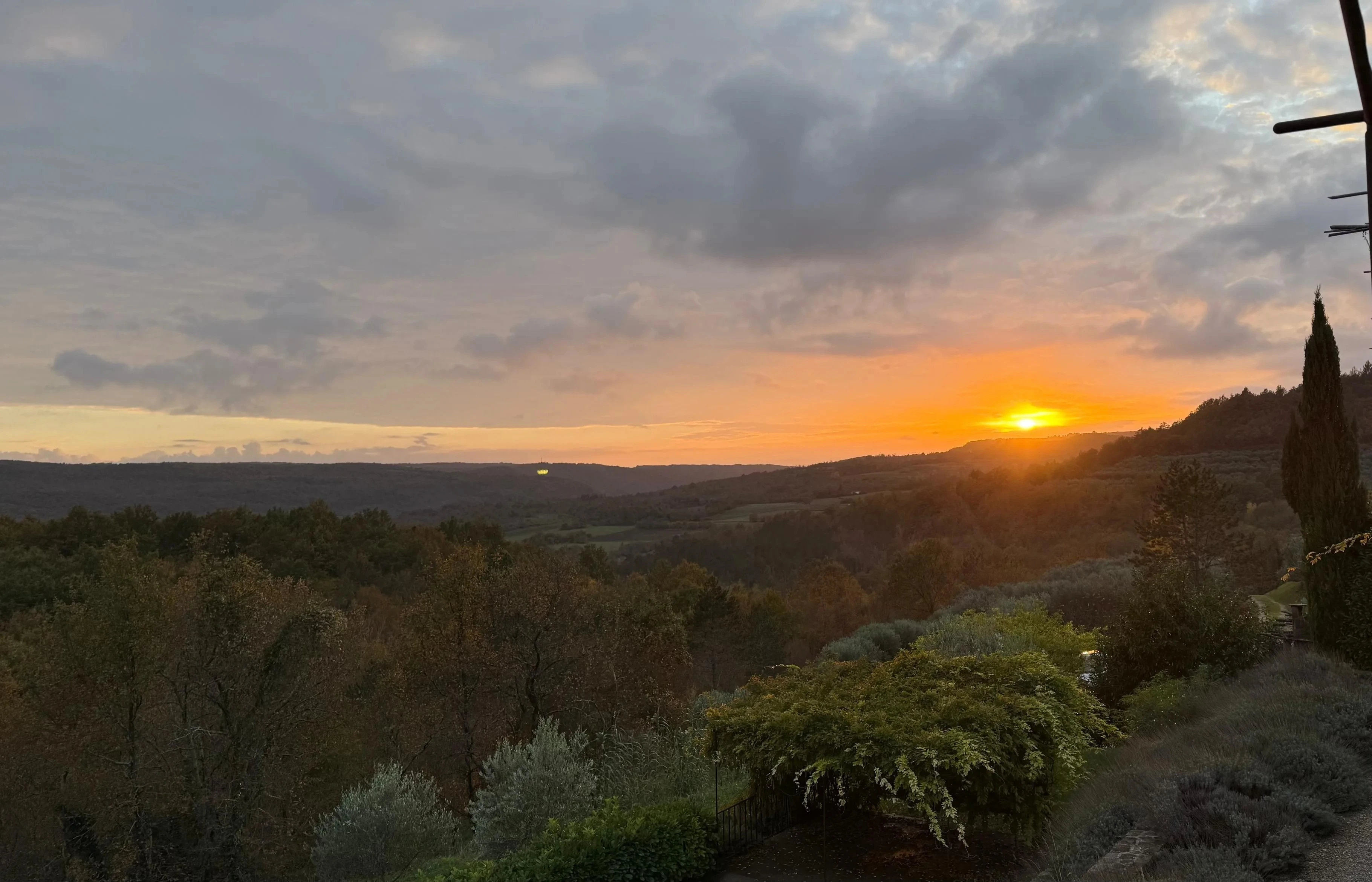 Sunset view from the house over the Bolara valley