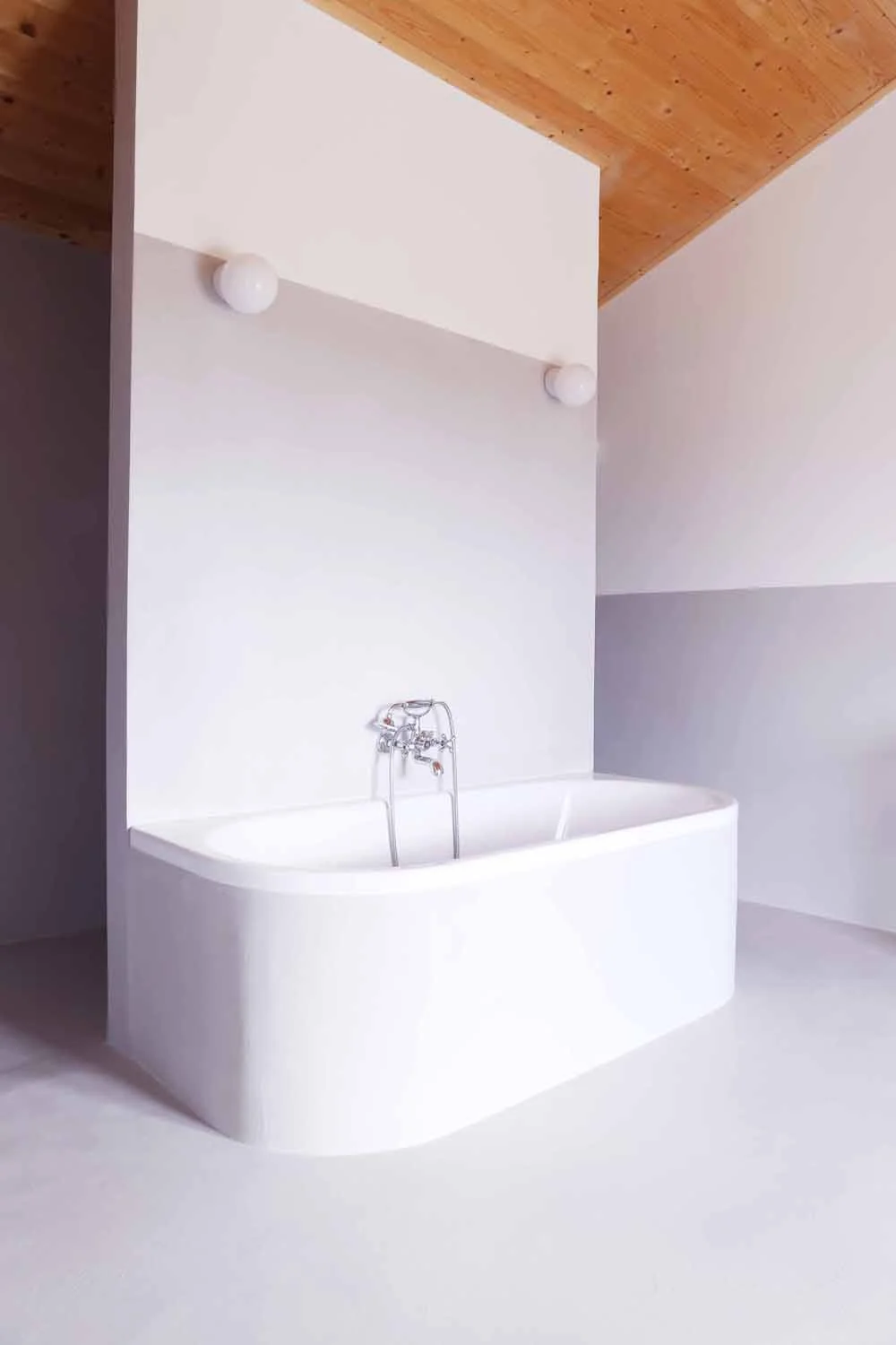 Polished concrete staircase with amber light